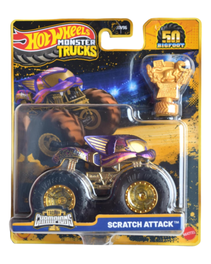 Autos Monster Trucks Hot Wheels: Scratch Attack - Trofeo de campeones 50th años Bigfoot
