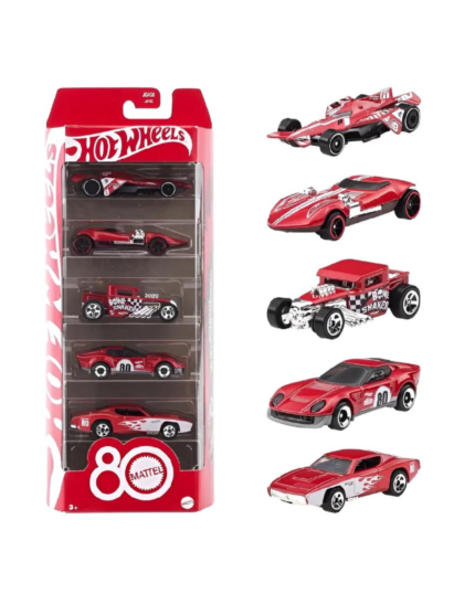 Autos coleccionables Hot Wheels: Pack X5 Coches 80th Aniversario Mattel